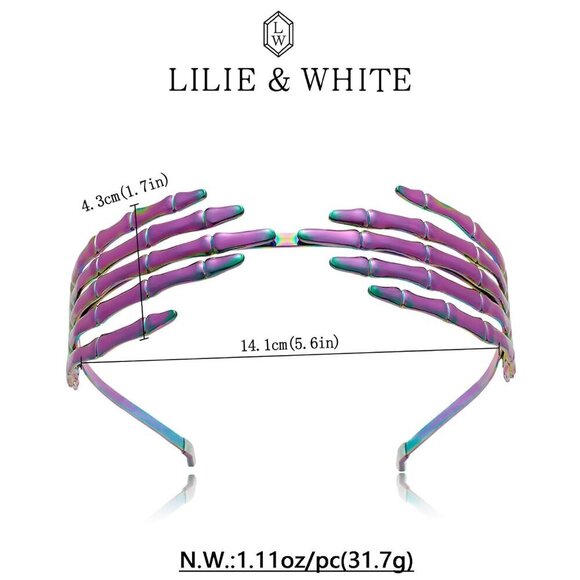 Purple Skeleton Hand Headband Halloween Gothic Accessory for Women